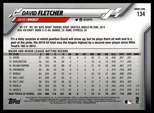 2020 Topps Altın Yıldız Beyzbol 134 David Fletcher Los Angeles Angels Bireysel Resmi MLB Paralel Ticaret Kartı Yeşil WM Sınırlı