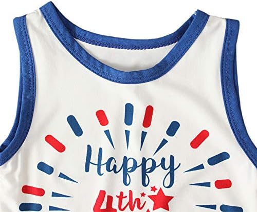 Erkek bebek Kız 4th Temmuz Kıyafetler Amerikan Bayrağı Şerit Kısa Kollu T-Shirt / Tank Top + Şort Yaz Giysileri Set
