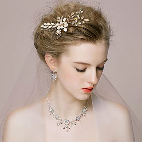 Minkissy Gelin Düğün Saç Tarak Kristal Çiçek Rhinestone Saç Yan Tarak Inci Saç Klipler Saç Aksesuarları Düğün Kadın Kız Hediyeler
