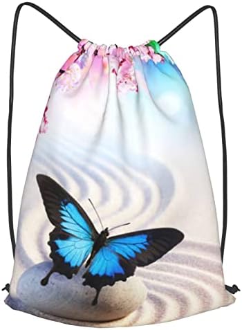 İpli sırt çantası Zen tasarım kelebek dize çanta Sackpack Cinch çuval spor çanta spor salonu alışveriş Yoga için