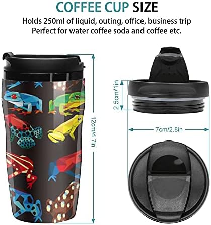 Renkli Kurbağalar Kullanımlık Kahve kapaklı kupa Yalıtımlı seyahat bardak Çift Duvar Kupası Ofis Ev Araba Spor 250 ml