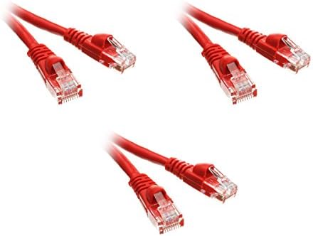 Cat5e 5 Ayaklı Ethernet Yama Kablosu, Takılmayan/Kalıplanmış Önyükleme, 3'lü Paket, Kırmızı (CNE51212)