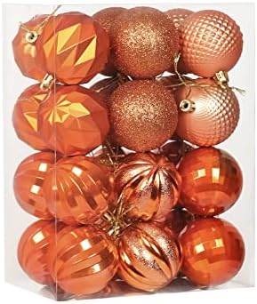 Keepax 24 pcs Noel Topu 60mm / 2.36 Mevsimsel Tatil Parti Süslemeleri Noel Ağacı Asılı Top Set için Noel Ağacı Kolye Şükran Cadılar