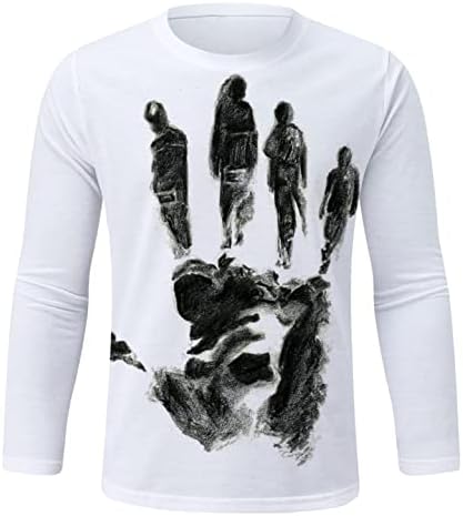 TOWMUS Erkek Uzun Kollu Gömlek erkek Grafik Tees Gömlek Sokak Moda 3D Dijital Baskı Casual Ekip Boyun T-Shirt Tops