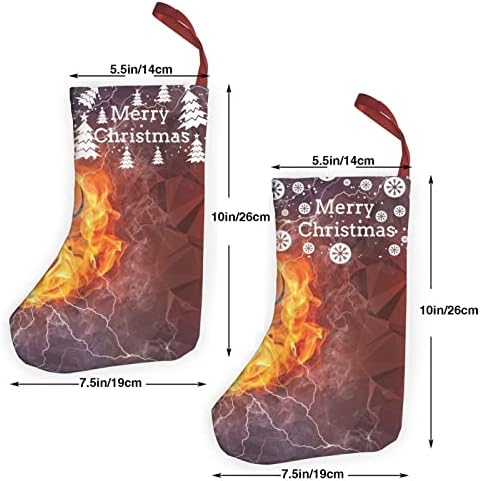 Dcehgew Basketbol Flames ve Waterdrops Baskılı Klasik Noel Çorap 2 Set,Aile Tatil Noel Partisi Süslemeleri için 10 İnç