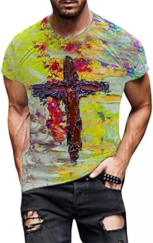 Tişörtleri Gömlek Erkekler ıçin erkek Yaz Üst Ekip Boyun Kısa Kollu T-Shirt İnanç İsa Çapraz Baskılı Grafik Tees Gömlek