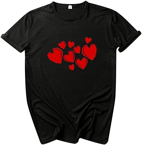 JUNGE 2022 Yeni Sevgililer Günü T-Shirt, kalp Gökkuşağı T-Shirt Mektup Baskı Grafik Tee ıçin Unisex Kısa Kollu Gömlek Tops