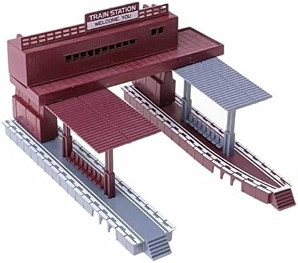 Gerçekçi 1/87 Ölçekli Tren İstasyonu Simülasyon Düzeni Ölçer Yapı Modeli Oyuncak Ölçer Ev Benzin İstasyonu
