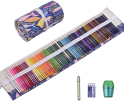 GRANDAN Seyahat Kaydırma Genç Yetişkin Öğrenci için 72 Adet Renkli Kalemler Seti, Taşınabilir Sanatçı Yağ Bazlı Renkli Kalemler