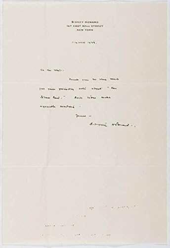 Sidney C. Howard-İmza Mektubu İmzalandı 07/29/1936