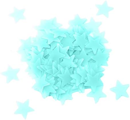 Tımesuper 100 adet 3D Yıldız Glow Karanlık Çıkartmalar Aydınlık Plastik Yıldız Duvar Sticker Çocuk Odası Yatak Odası Tavan Ev