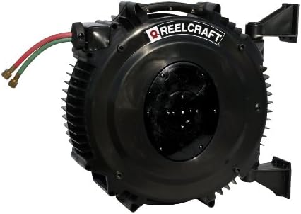 Reelcraft STW3450 OLP İkiz 1/4-İnç tarafından 50-Ayaklar Bahar Tahrikli PVC Hortum Makarası için Oksijen / Asetilen Gaz Kaynak