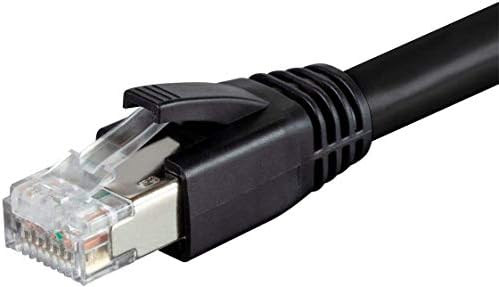 Nippon Labs Cat 8 Ethernet Kablosu 0.5 feet-Siyah / 2GHz, 40G, 24AWG, S / FTP Korumalı Son 40Gbps 2000Mhz SFTP Yama Kablosu,
