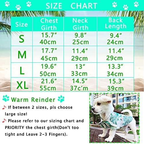 LKEX Köpek Gömlek Hawaii Köpek Giysileri, yaprak Baskılı Yaka Yelek Yaz Polo T-Shirt Pet Giyim Köpek Giysileri Küçük Orta Boy