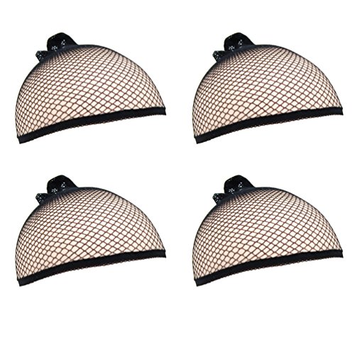 (4 Paket) Luxxıı-Dokuma Peruk Kapaklar Kadınlar için Naylon Net Mesh Streç Elastik (Siyah)