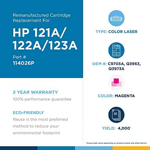 Yonca Yeniden Üretilmiş Toner Kartuşu HP yedek malzemesi C9703A/Q3963A (HP 121A / 122A / 123A) / Macenta