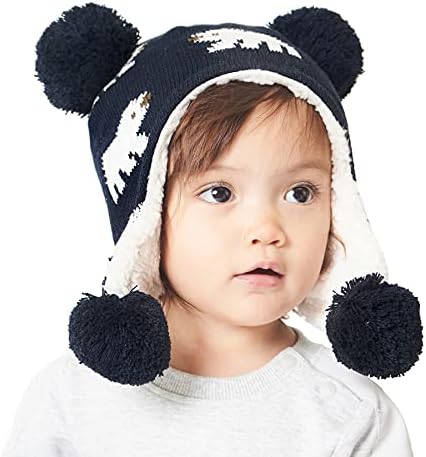 Zando Yenidoğan Polar Astarlı Şapka Kış Kulaklığı Örgü Sıcak Bere Bebek Erkek Kız Bebek Şapka Yürüyor Çocuk Bebek kışlık şapkalar